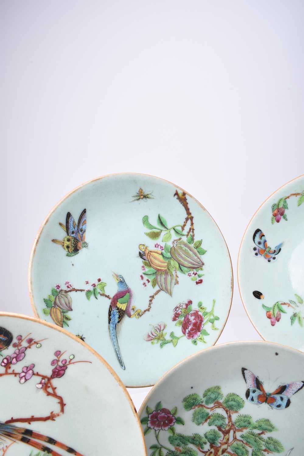 Nine Chinese celadon famille rose dishes, Qing Dynasty - Image 3 of 18