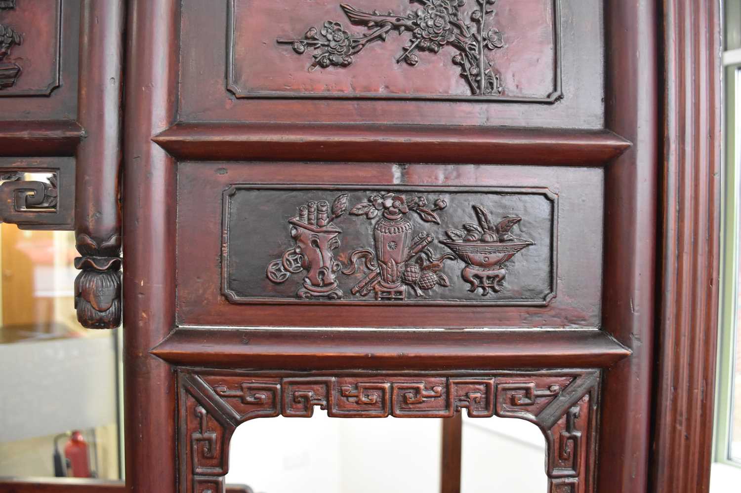 A Chinese carved hardwood opium bed, 20th century - Image 4 of 9