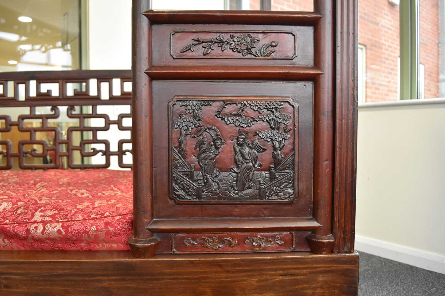 A Chinese carved hardwood opium bed, 20th century - Image 6 of 9