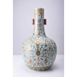 A Chinese famille rose vase, tianqiuping, 19th century
