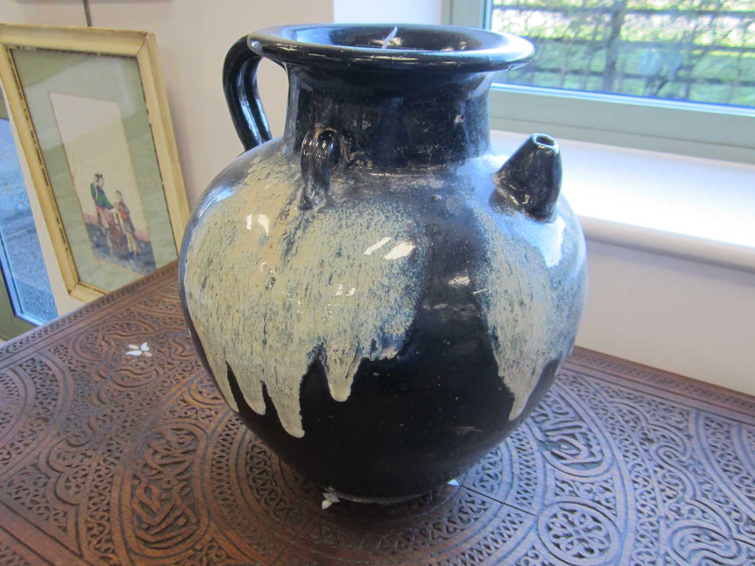 A Chinese Lushan phosphatic splash-glazed ewer, Tang Dynasty - Image 3 of 7