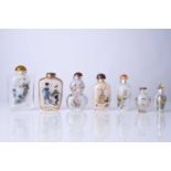 A group of seven Chinese internally painted glass snuff bottles, 20th century