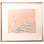Yoshijiro Urushibara (1888-1953), a woodblock print, Butterfly and Grasshopper