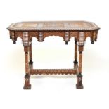 A late 19th century Syrian, rectangular walnut marquetry centre table