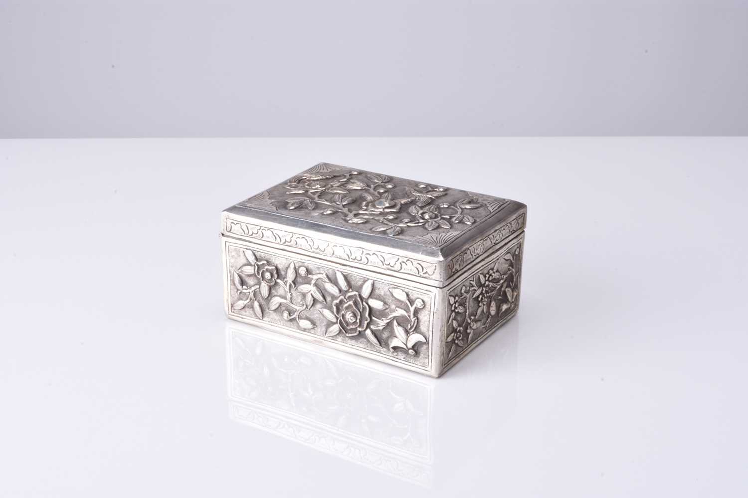 A Chinese silver plated embossed box, Qing Dynasty - Image 2 of 3