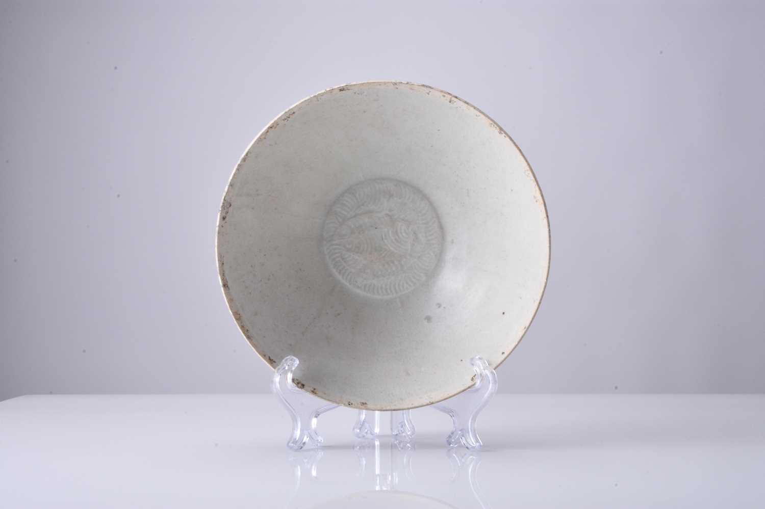 A Chinese Qingbai conical bowl, Song/Yuan Dynasty - Image 2 of 4