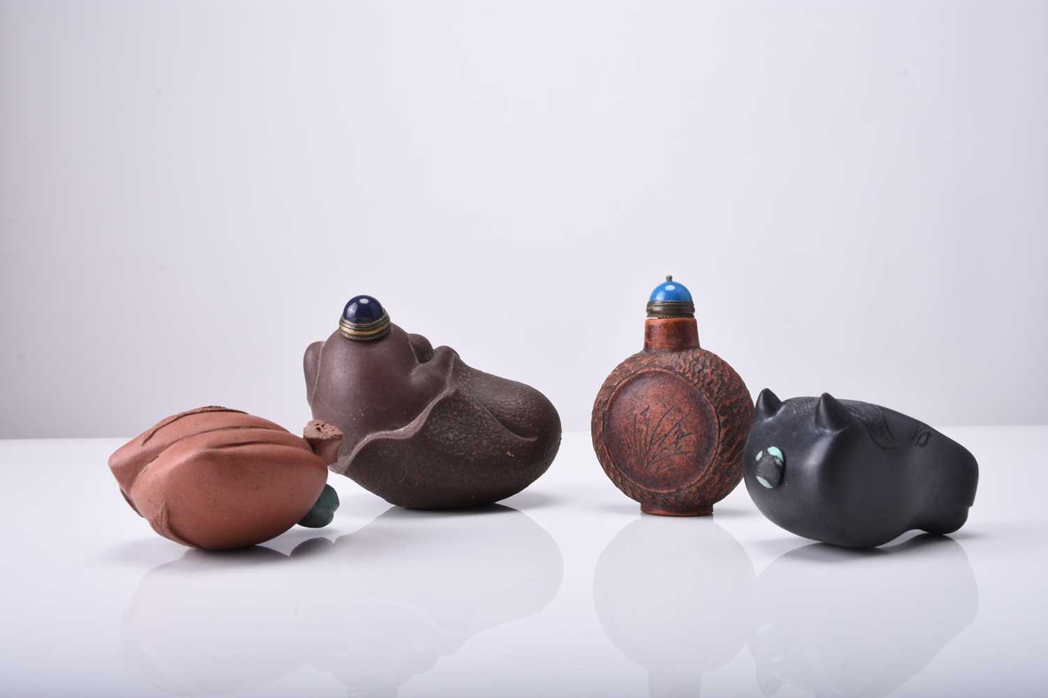 Four Chinese Yixing Zisha snuff bottles, 20th century - Image 2 of 2