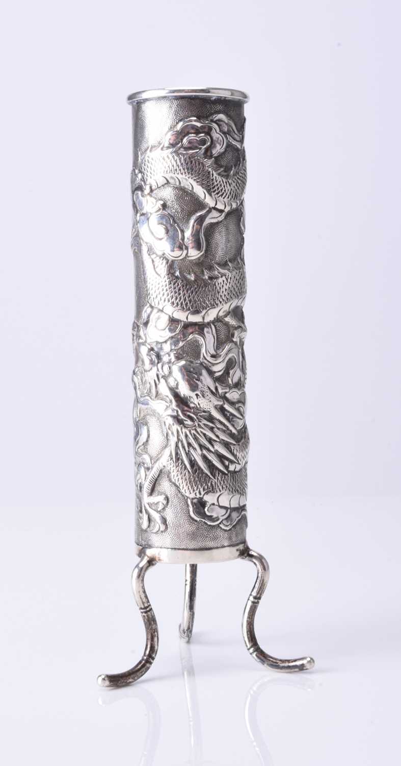 Wang Hing, a Chinese silver bud vase and matchbox holder - Image 3 of 4