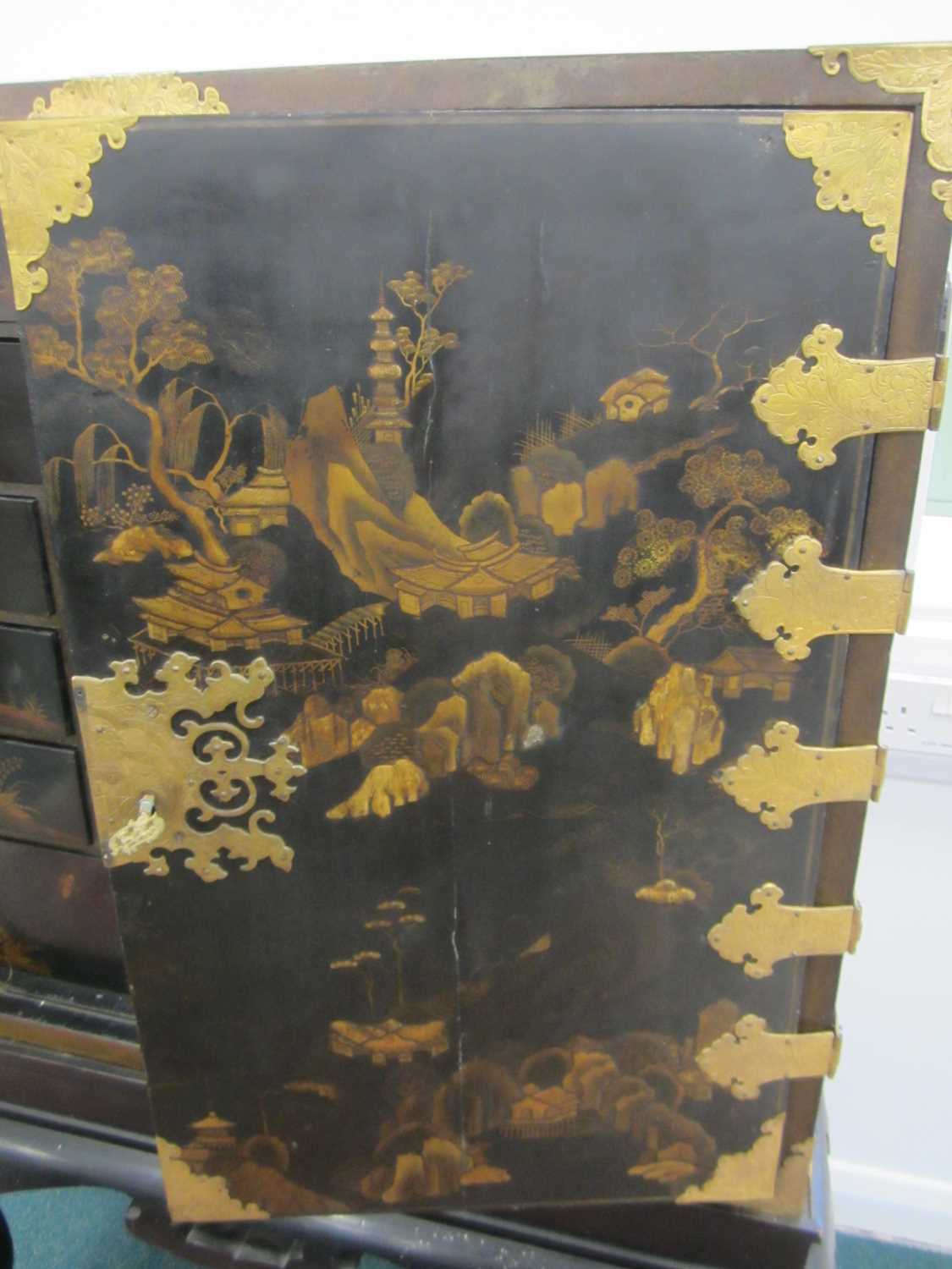 A Japanese lacquer cabinet on later stand, Meiji era - Image 14 of 18