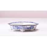 A Chinese blue and white octagonal dish, 18th century