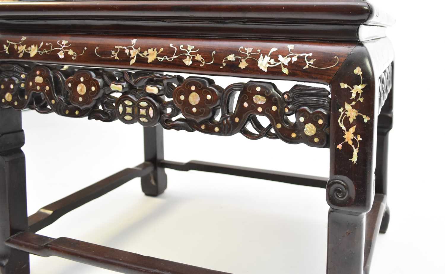 A Chinese inlaid rosewood table or seat, Qing Dynasty - Image 6 of 6