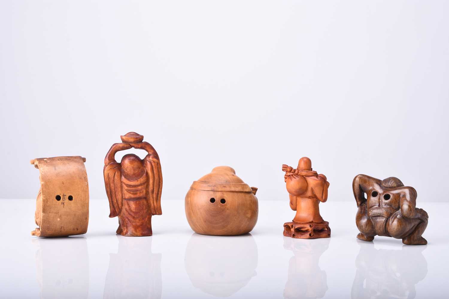 A group of five Japanese wood netsuke, 20th century - Image 2 of 2