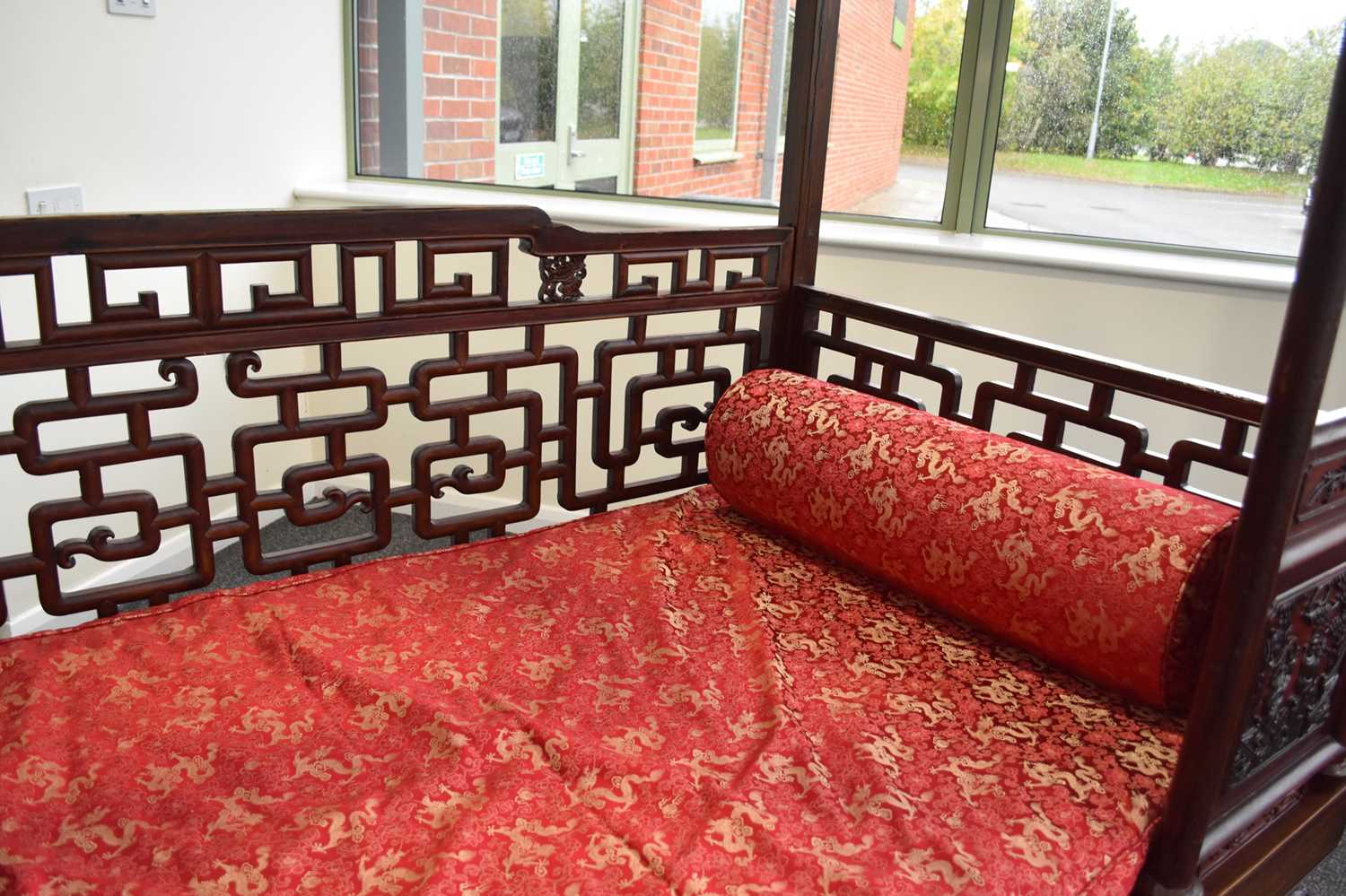 A Chinese carved hardwood opium bed, 20th century - Image 5 of 9