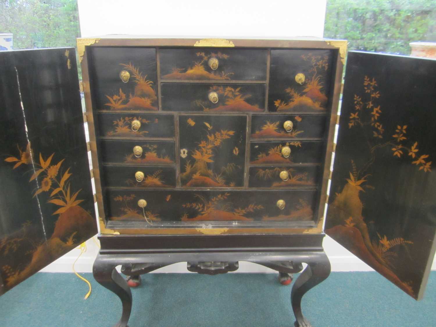 A Japanese lacquer cabinet on later stand, Meiji era - Image 11 of 18