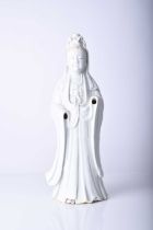 A Chinese blanc de chine figure of Guanyin, Qing Dynasty
