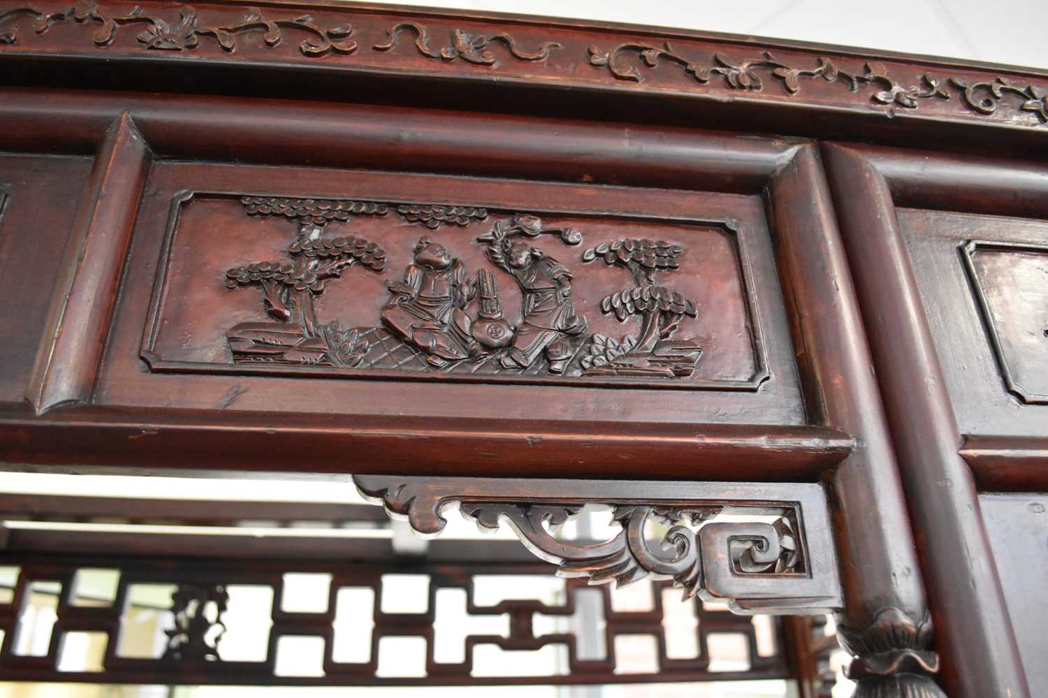 A Chinese carved hardwood opium bed, 20th century - Image 7 of 9