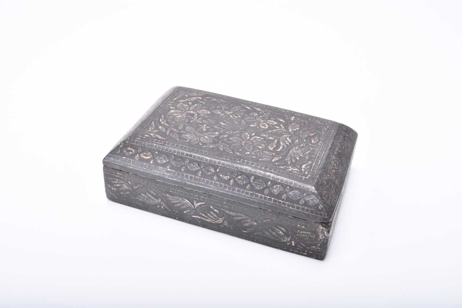 An Indian lead alloy bidri wear box, 19th century