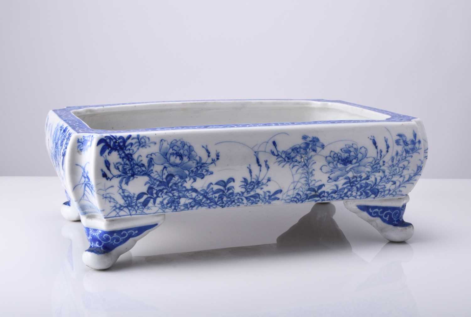 A Japanese Seto blue and white porcelain jardiniere, Meiji era