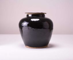 A Chinese 'black-ware' jar and cover, Lushan, possibly Tang Dynasty