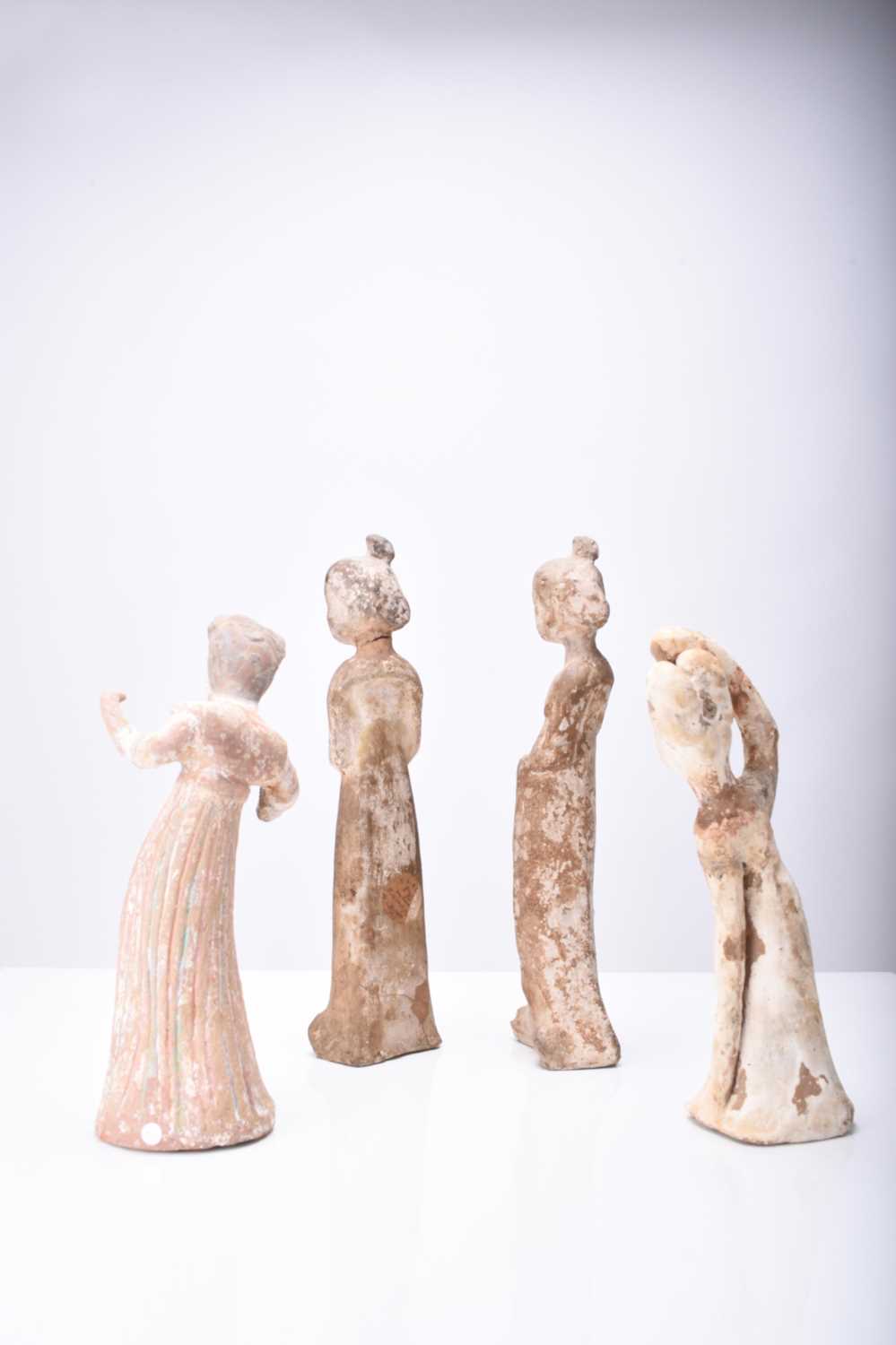 Four Chinese pottery figures of maidens, Tang Dynasty - Image 4 of 5