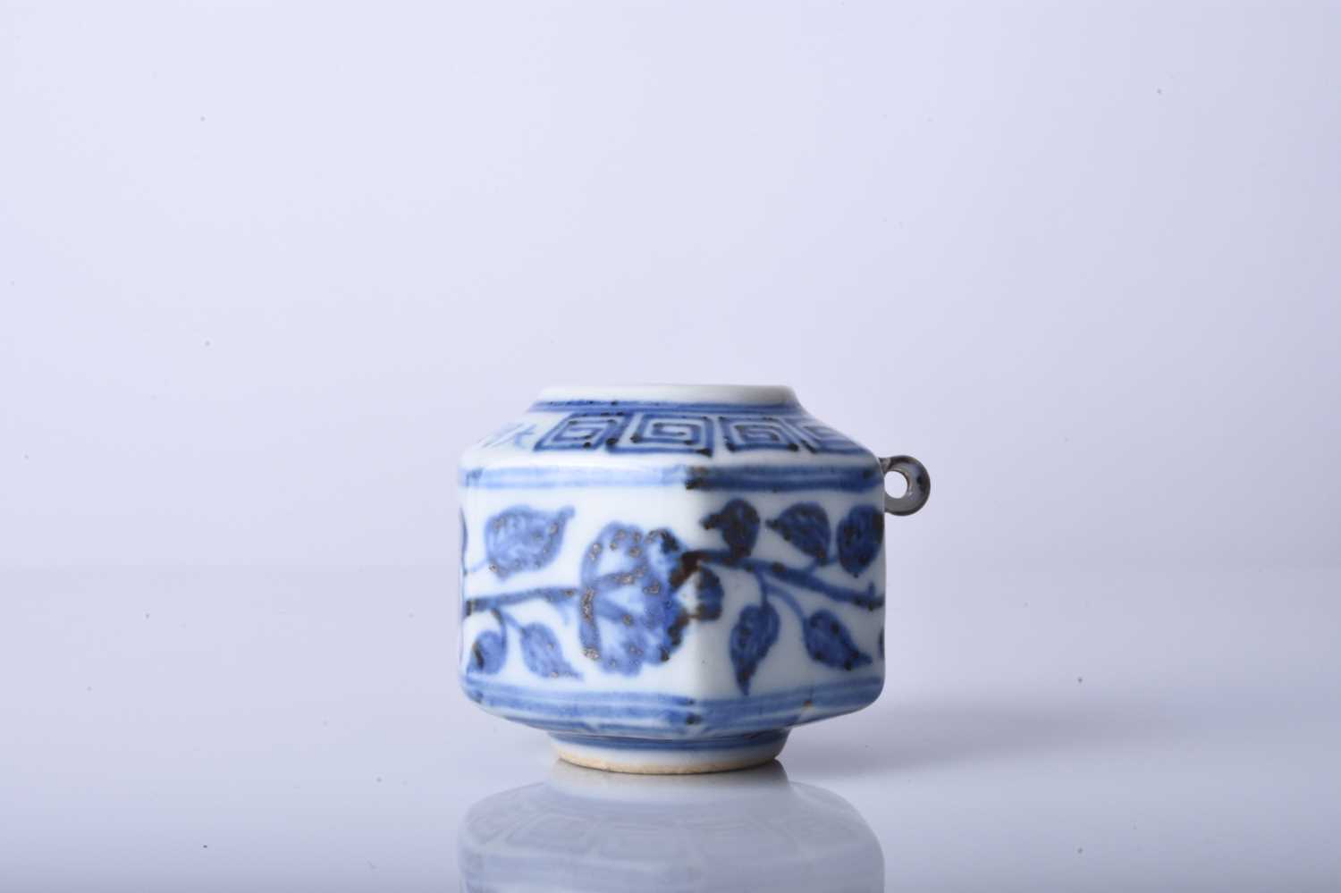 A rare Chinese blue and white bird feeder, Xuande mark