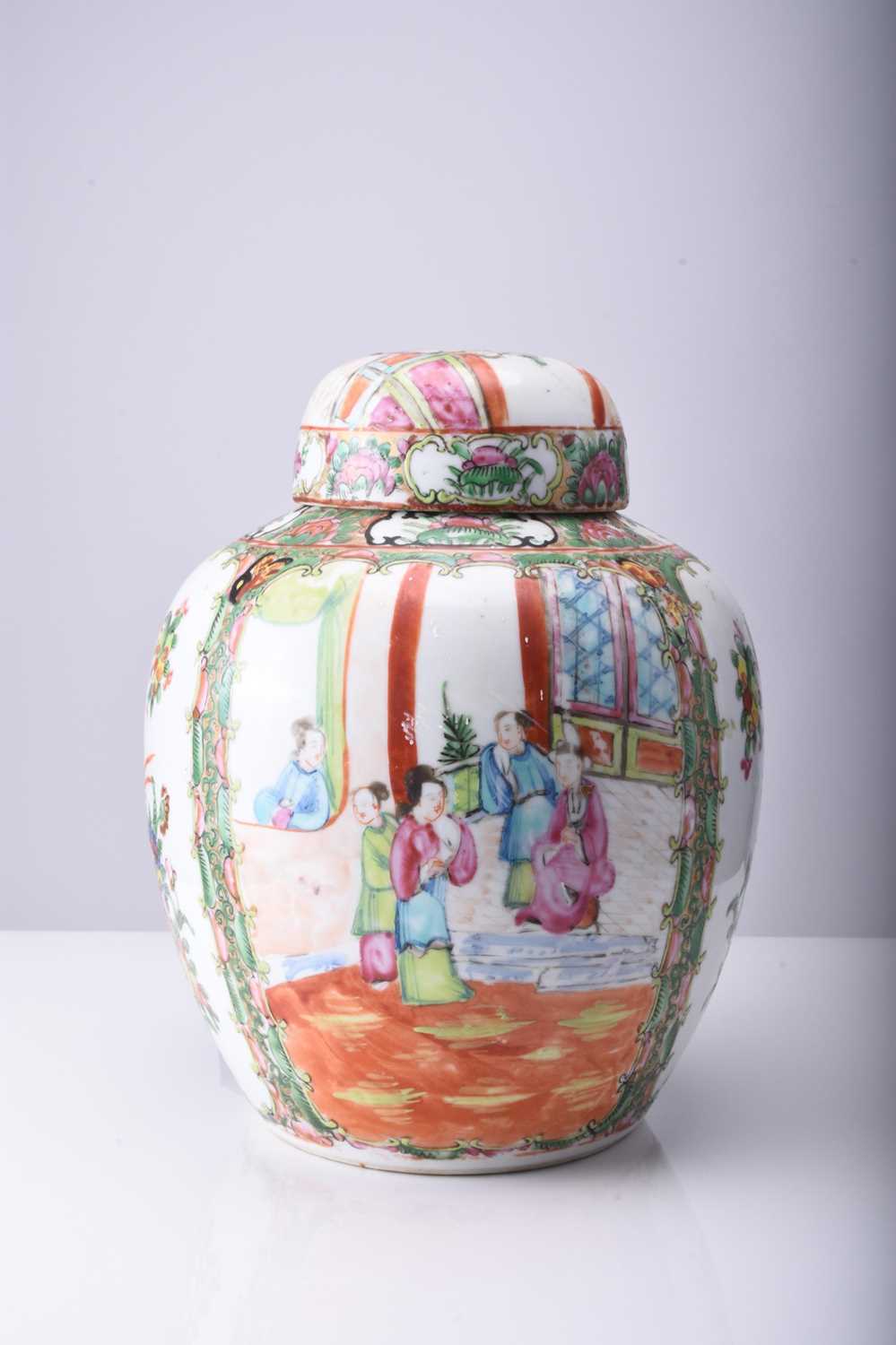 Chinese Canton famille rose ginger jar and cover