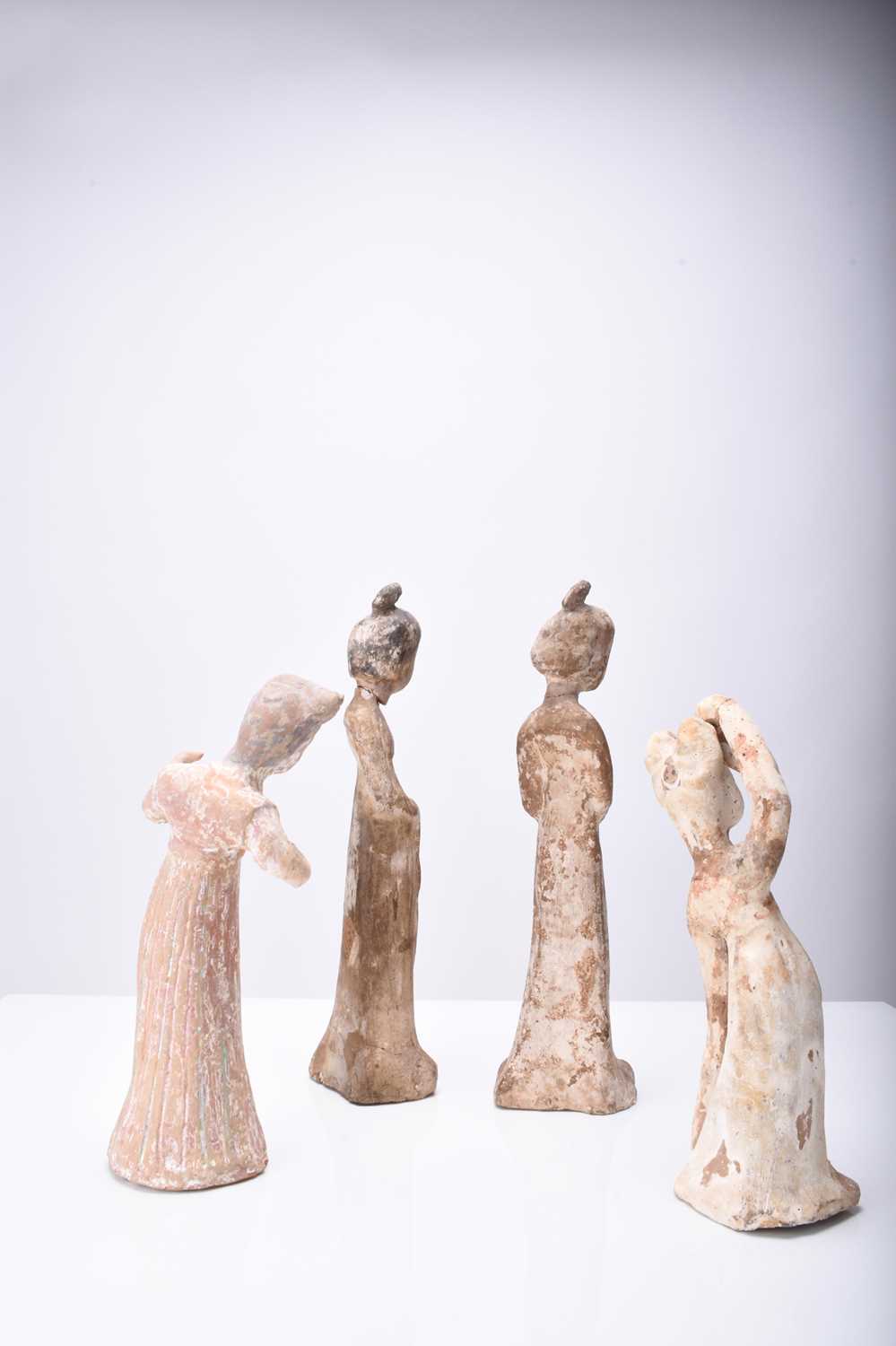 Four Chinese pottery figures of maidens, Tang Dynasty - Image 5 of 5