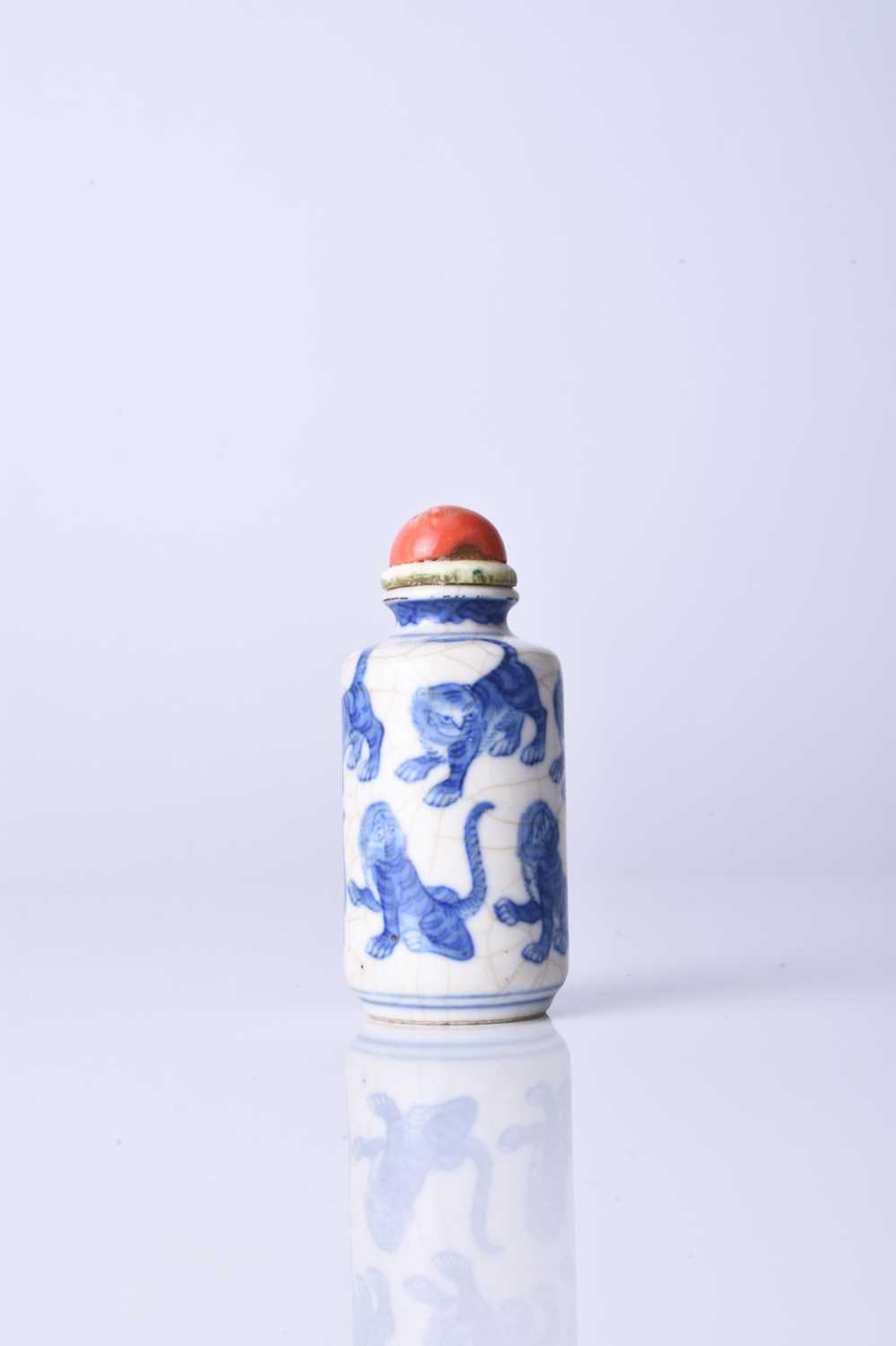 A Chinese blue and white porcelain snuff bottle, Yongzheng mark