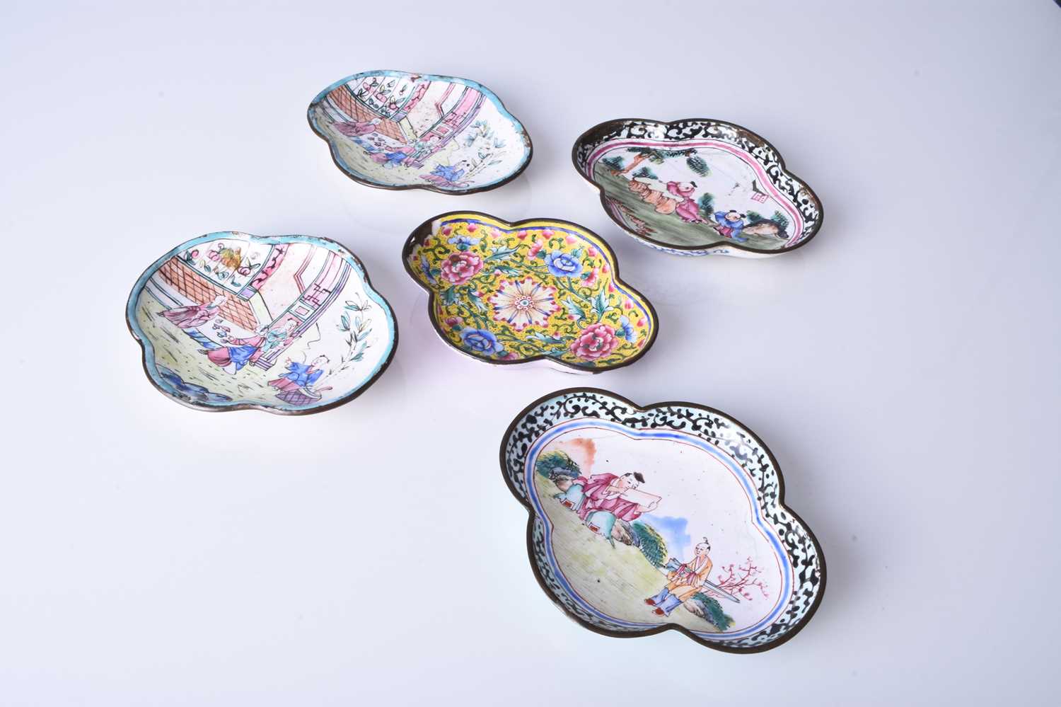 A group of Chinese enamel dishes, 18th century and later