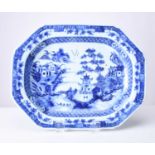 A Chinese blue and white platter, 18th century