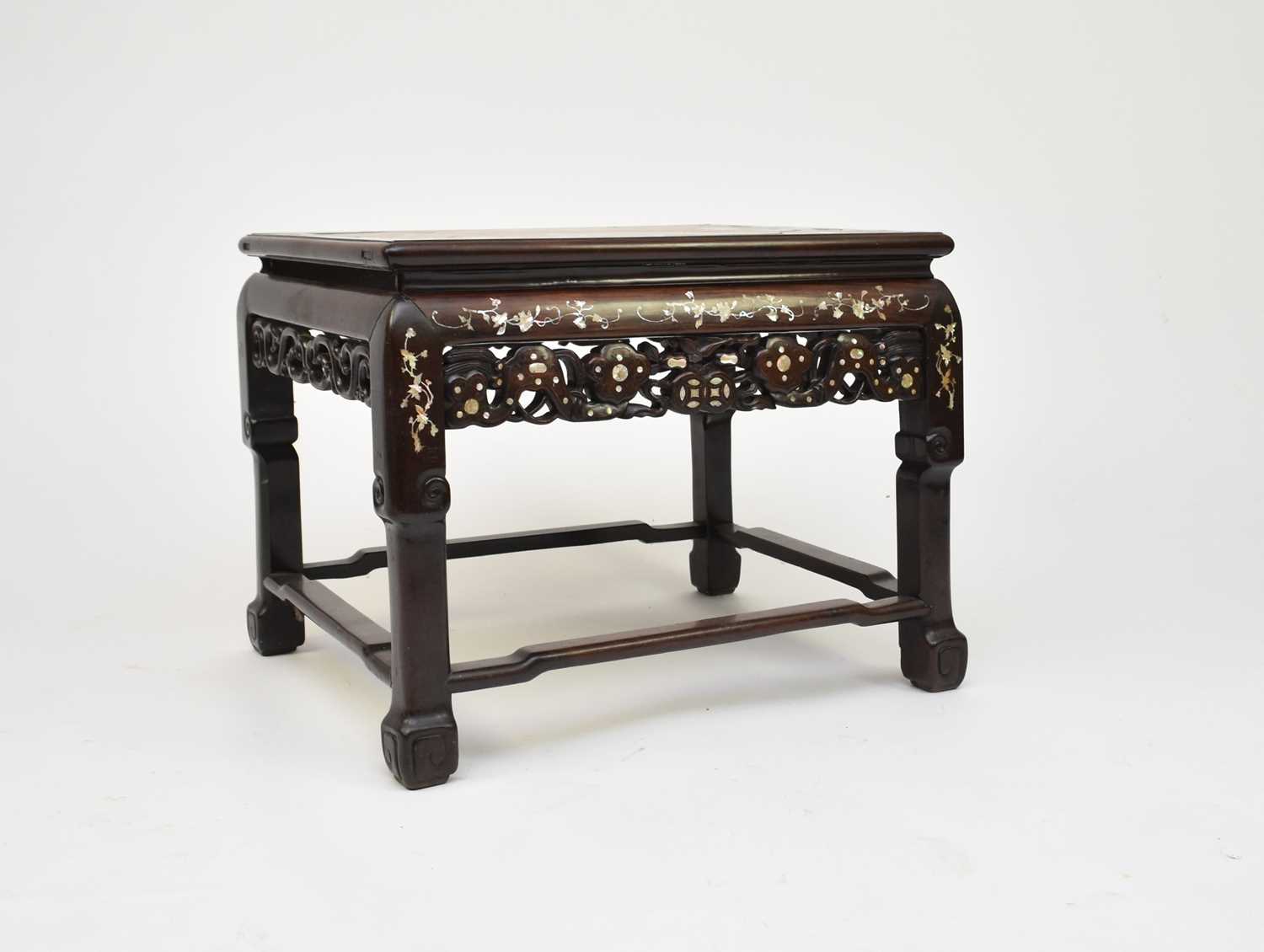 A Chinese inlaid rosewood table or seat, Qing Dynasty - Image 2 of 6