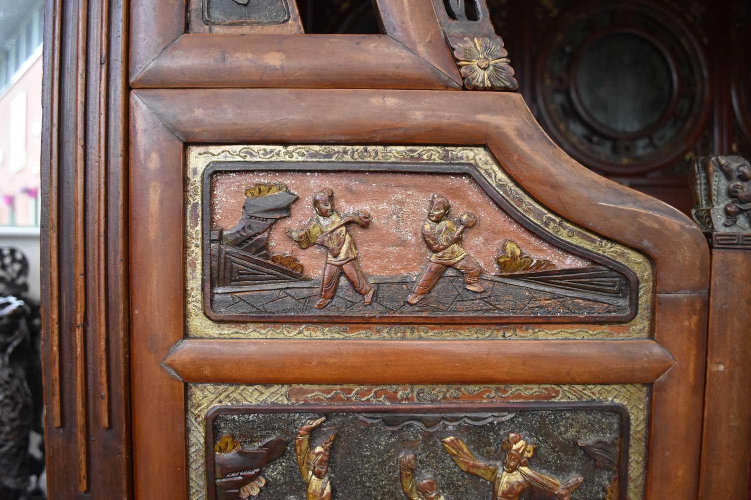 Chinese carved hardwood marriage bed, late Qing Dynasty - Image 7 of 14