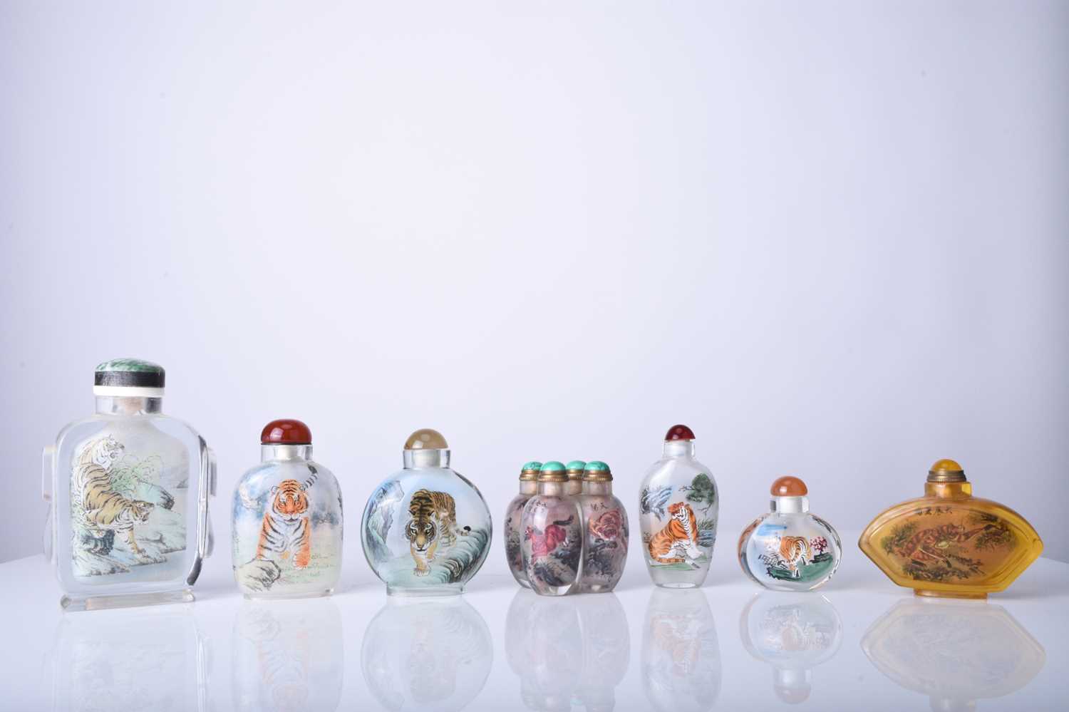 A group of seven Chinese internally painted glass snuff bottles, 20th century