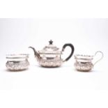 A Victorian cased three piece silver tea service