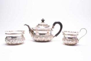 A Victorian cased three piece silver tea service