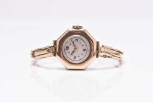 Vertex: A lady's 9ct gold bracelet watch