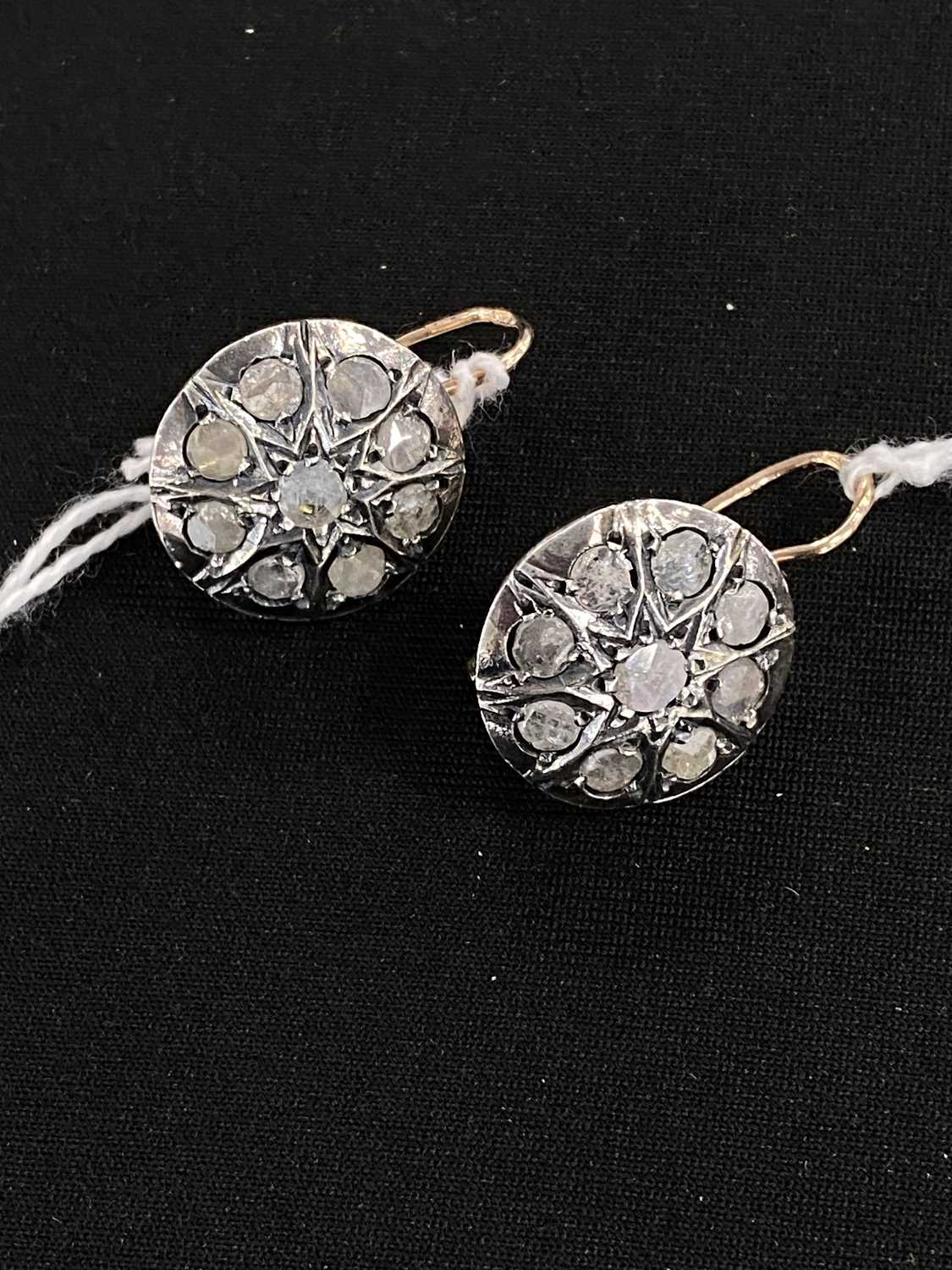 A pair of rose cut diamond circular cluster earrings - Image 9 of 13