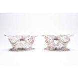 A pair of Edwardian oval pierced silver bowls