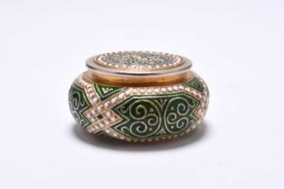 A Norwegian silver gilt and enamel pill box by Marius Hammer