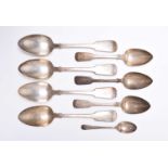 A part set of William IV silver Fiddle pattern flatware