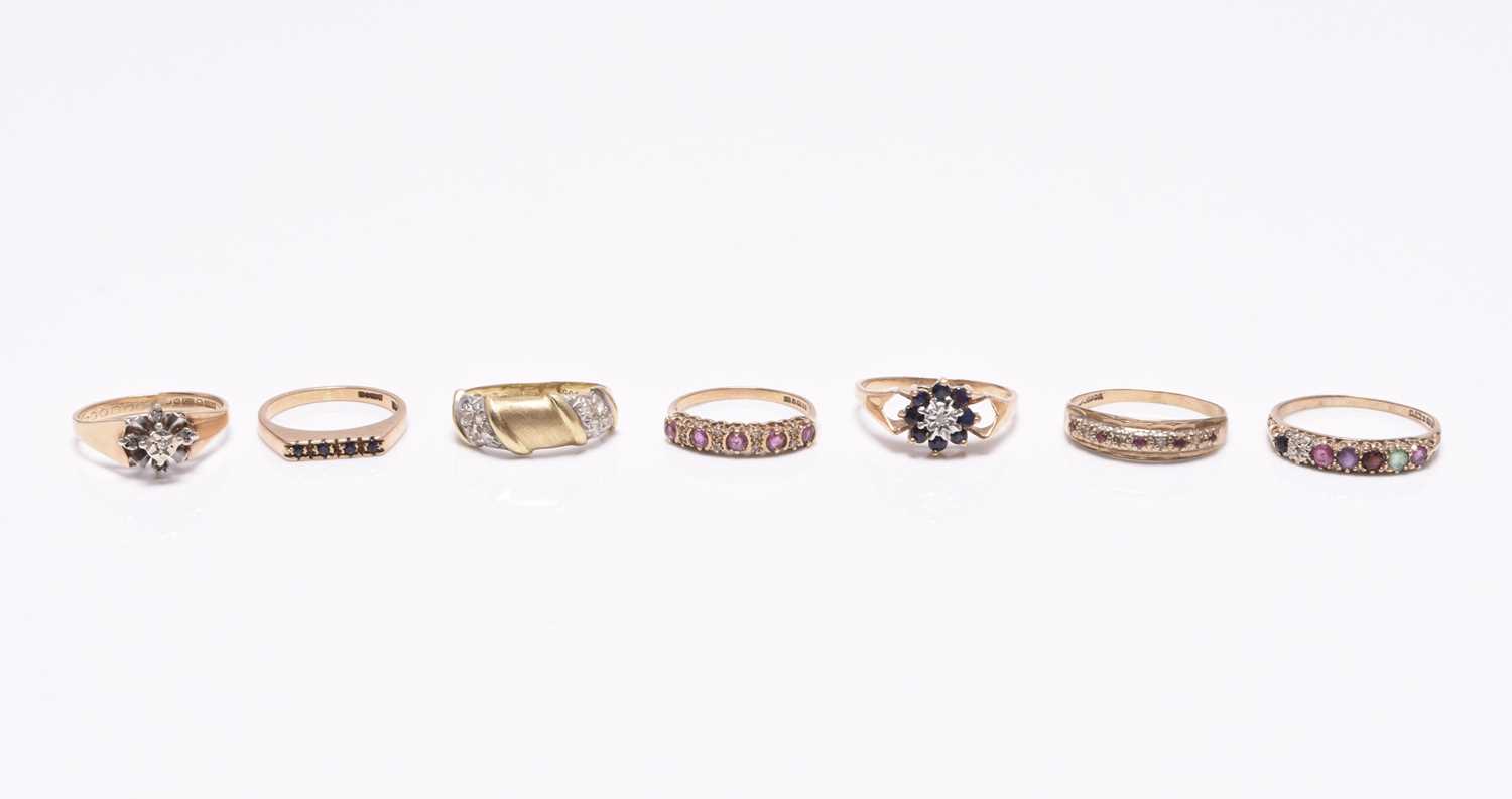 Seven stone set rings - Image 2 of 2