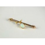 An early 20th century opal and seed pearl bar brooch