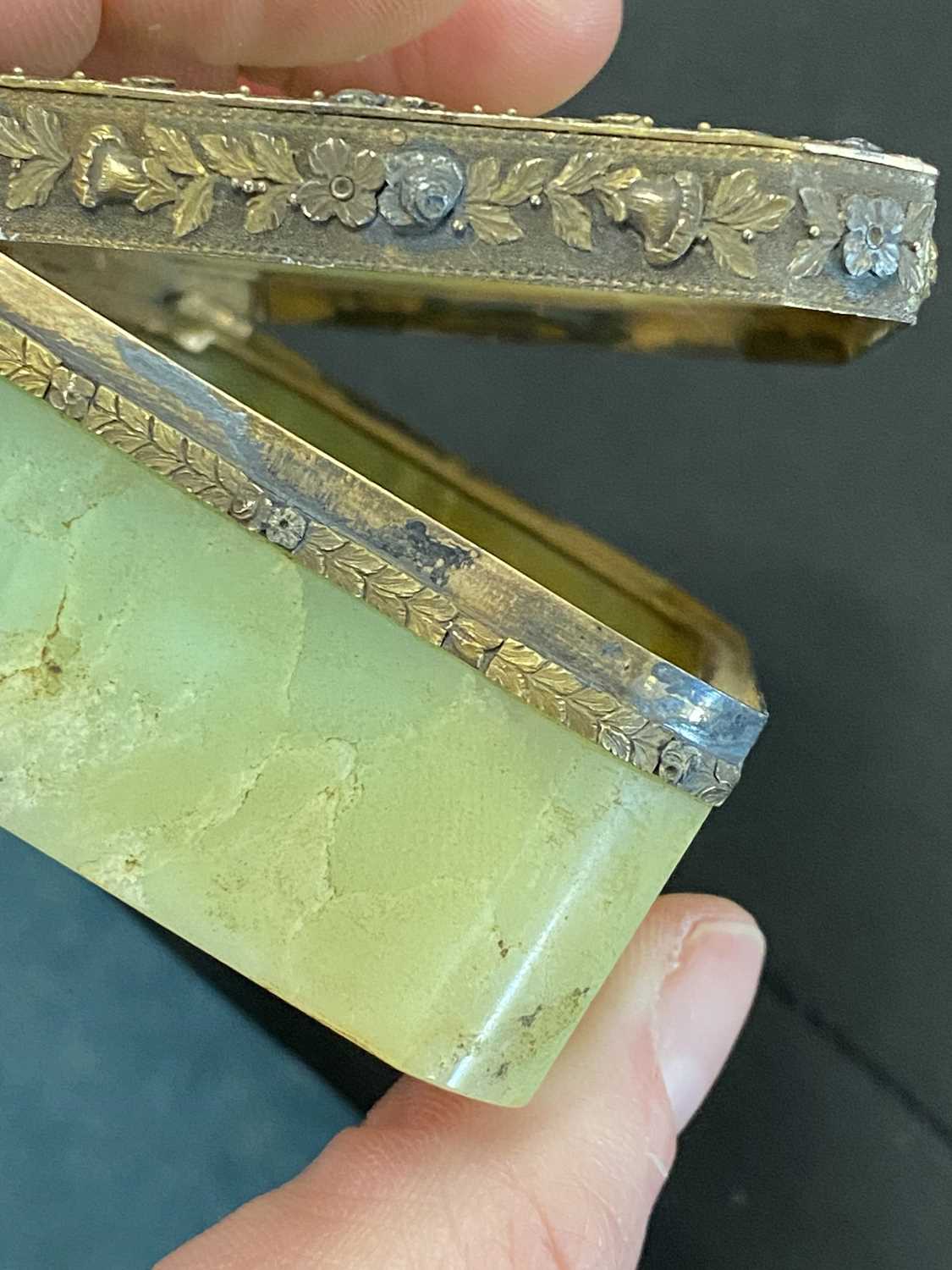 A 19th century yellow and white metal mounted onyx box - Image 5 of 15