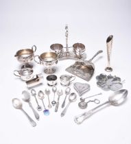 A small collection of white metal, silver and plated wares