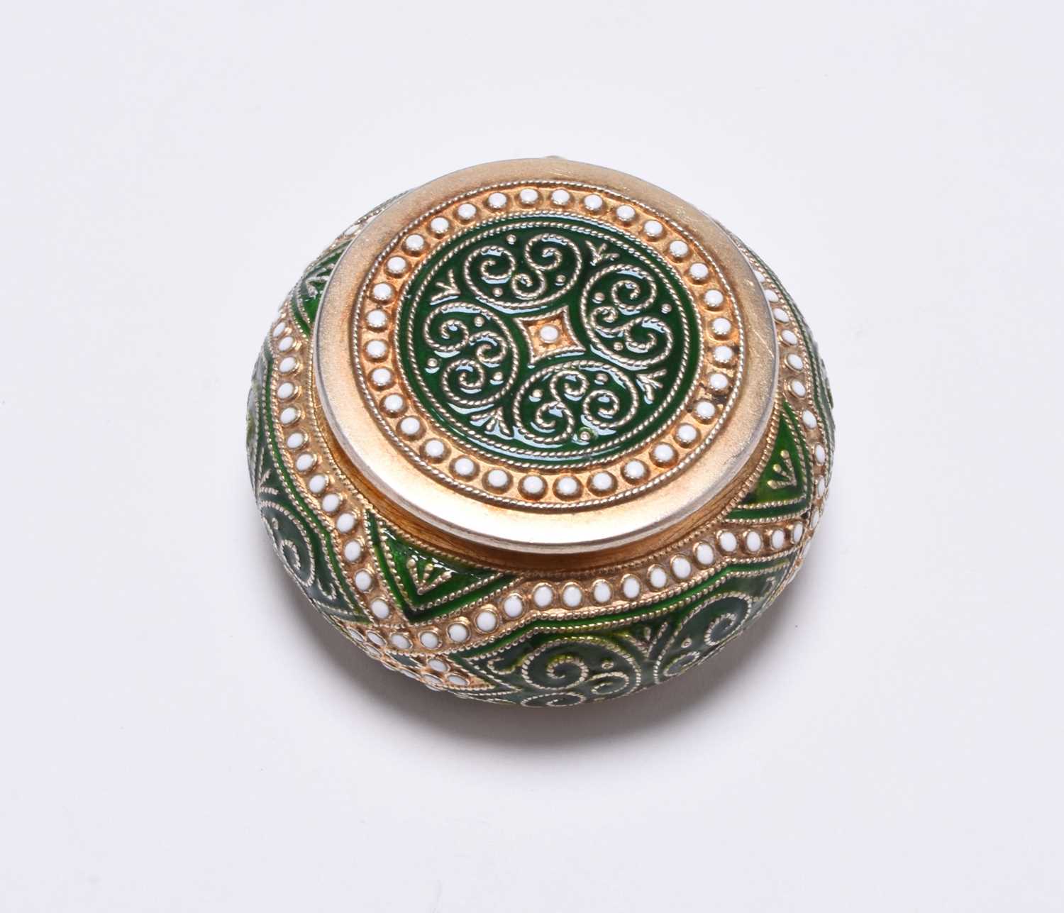 A Norwegian silver gilt and enamel pill box by Marius Hammer - Image 3 of 15
