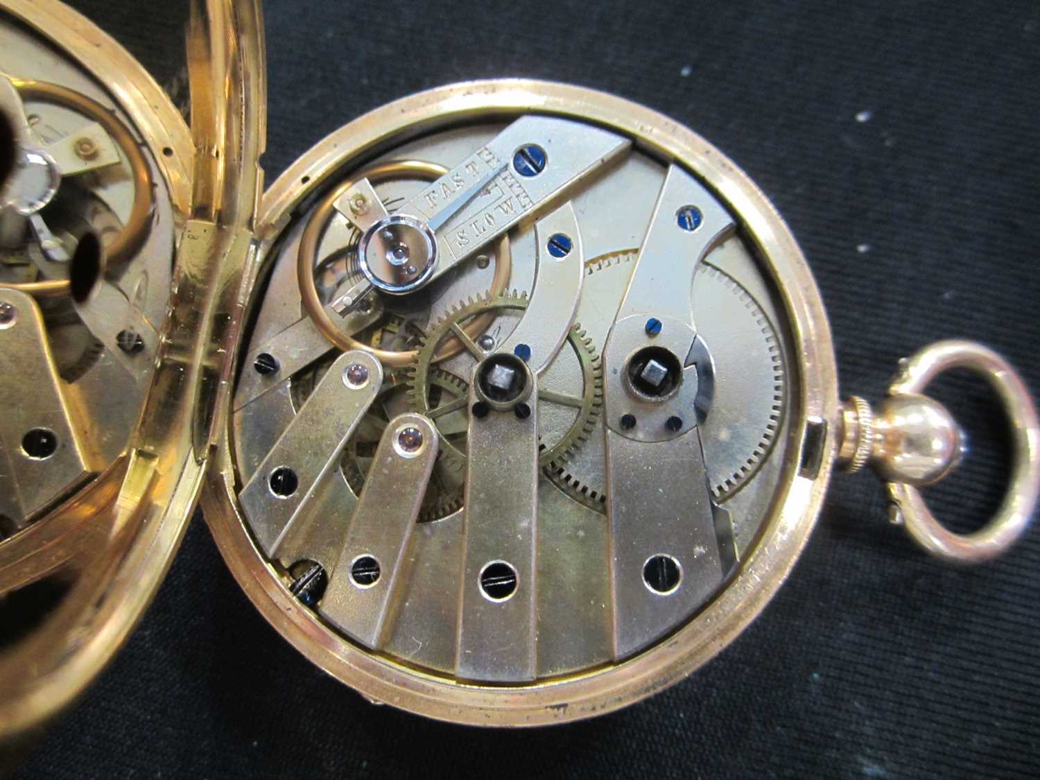 A lady's 18ct gold open face pocket watch, with 9ct mesh fob - Image 7 of 9