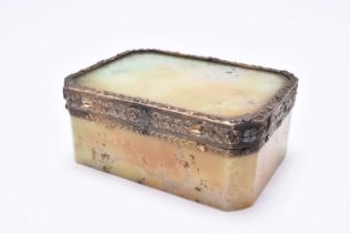 A 19th century yellow and white metal mounted onyx box