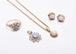 A collection of opal set jewellery