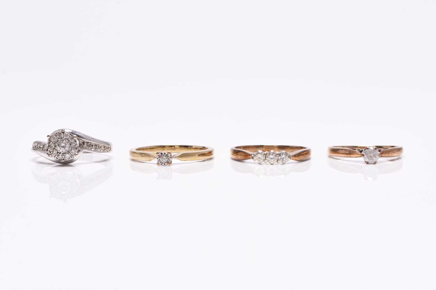 Four 9ct gold diamond set rings - Image 2 of 2