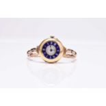 A lady's 18ct gold and enamel watch on 9ct bracelet